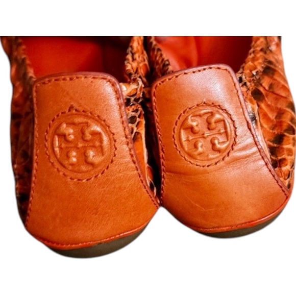 Tory Burch Orange Snake Print Ballet Flats - Picture 4 of 4